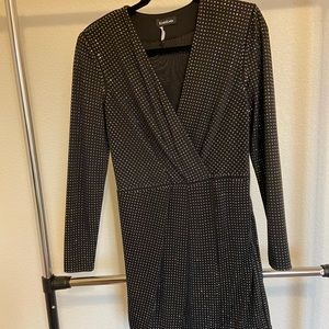 Bebe black rhinestone mini dress